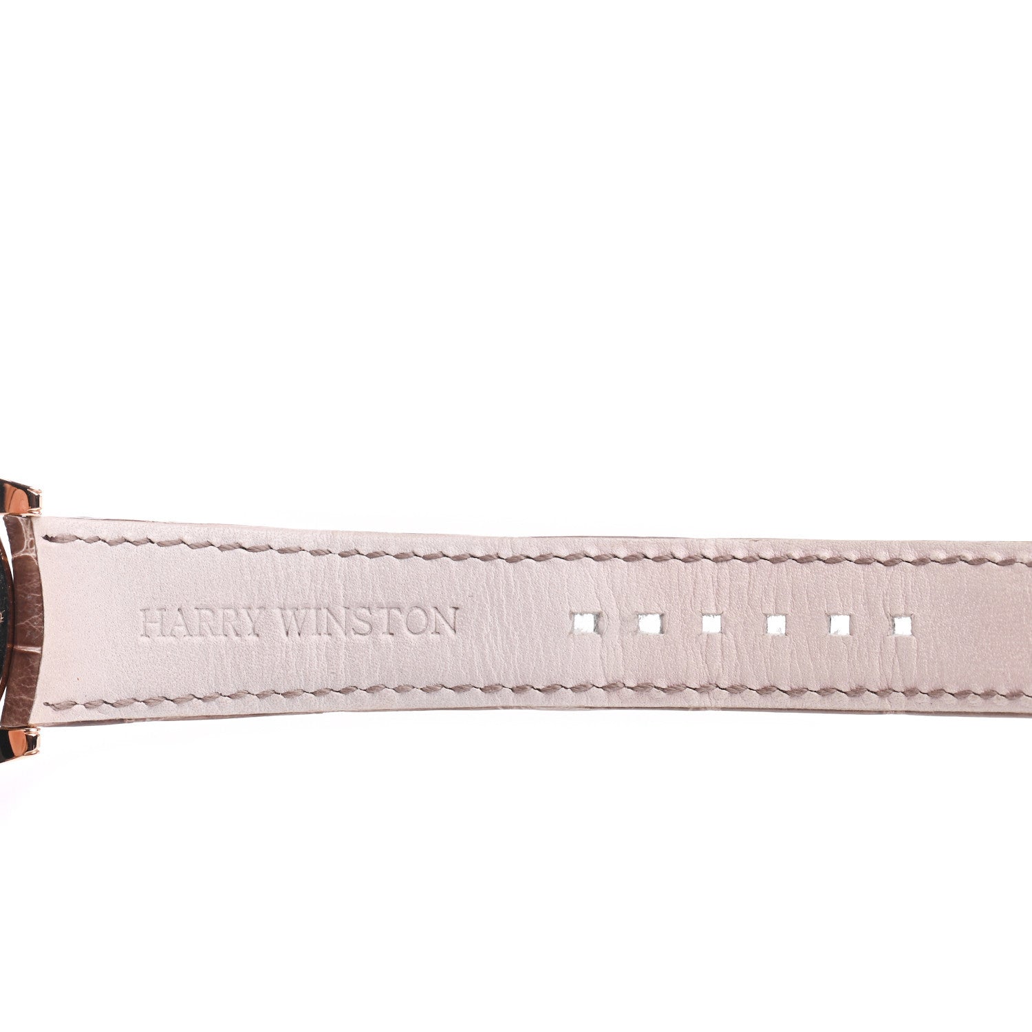 Harry Winston 18K Rose Gold Alligator Diamond Bezel 39mm Midnight Quartz Watch Champagne 7 of 9
