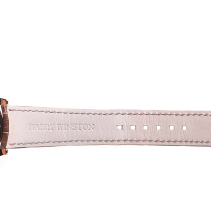 Harry Winston 18K Rose Gold Alligator Diamond Bezel 39mm Midnight Quartz Watch Champagne 7 of 9