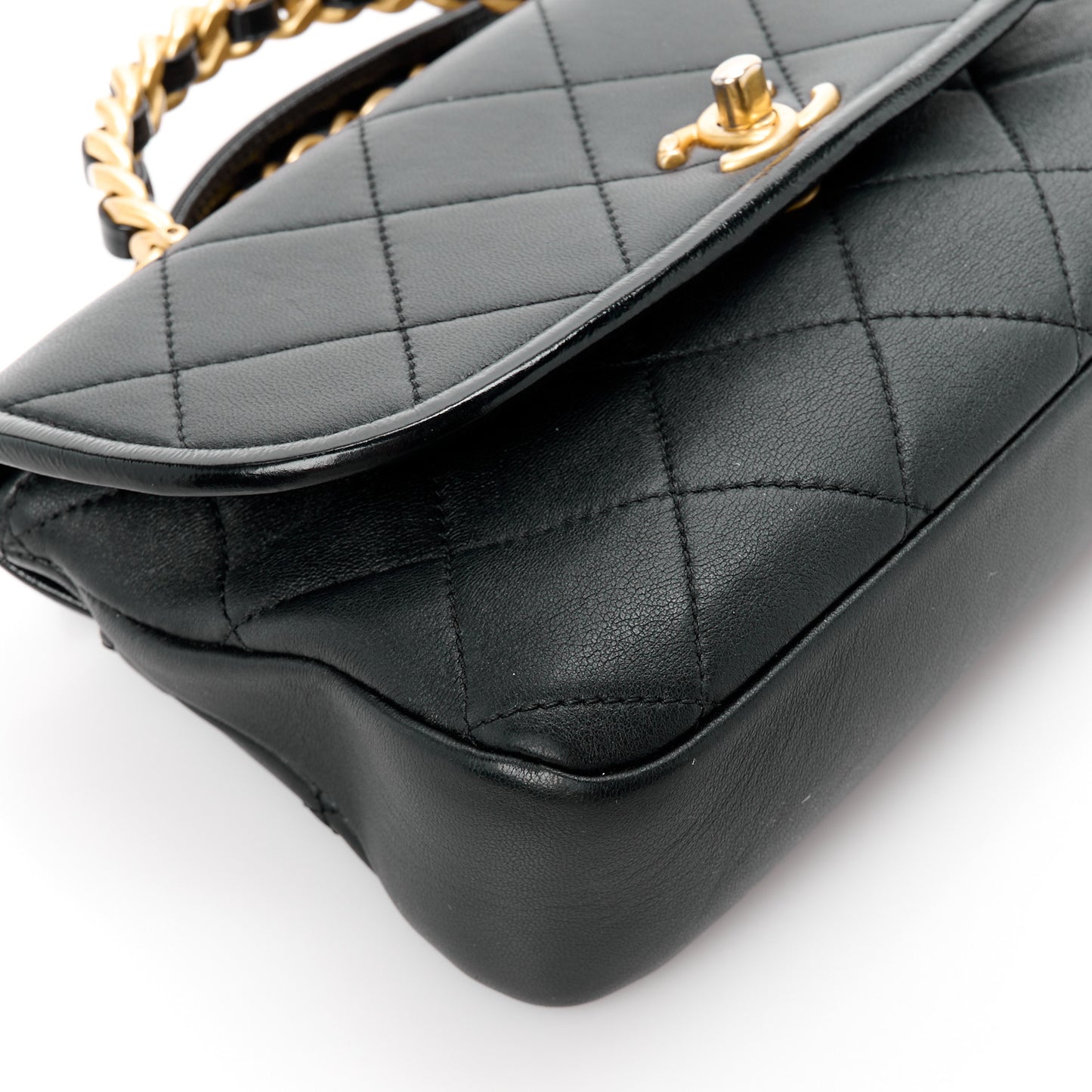 Lambskin Quilted Small La Parisienne Top Handle Flap Black