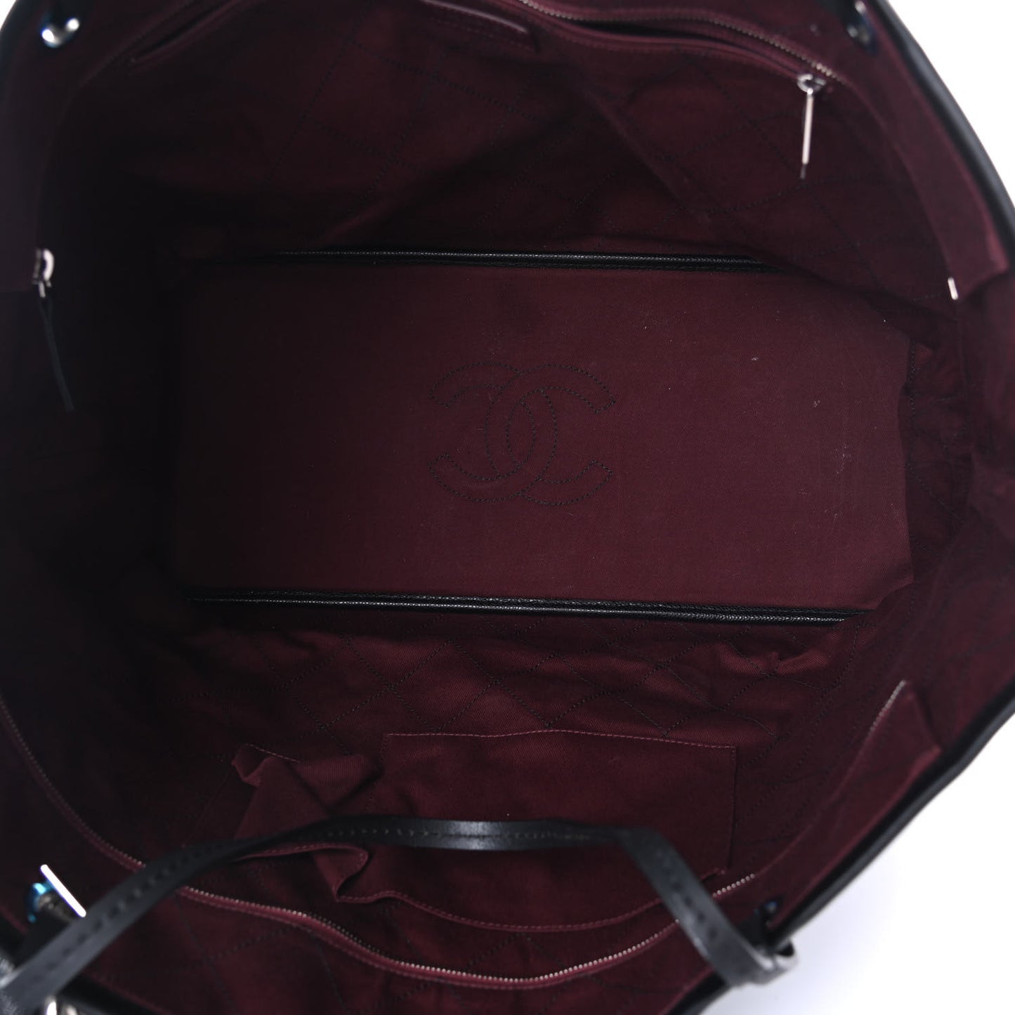 Grained Calfskin Large Shopping Fever Tote Black