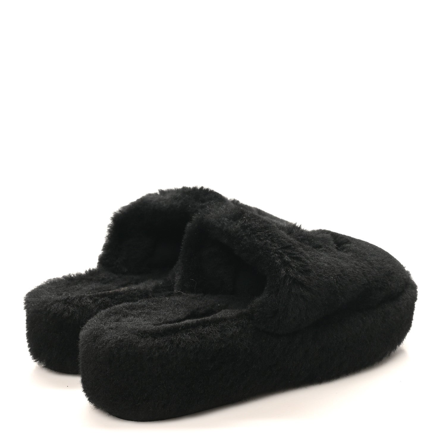 Chanel Shearling CC Flat Mules 36 Black 1818937 – FASHIONPHILE