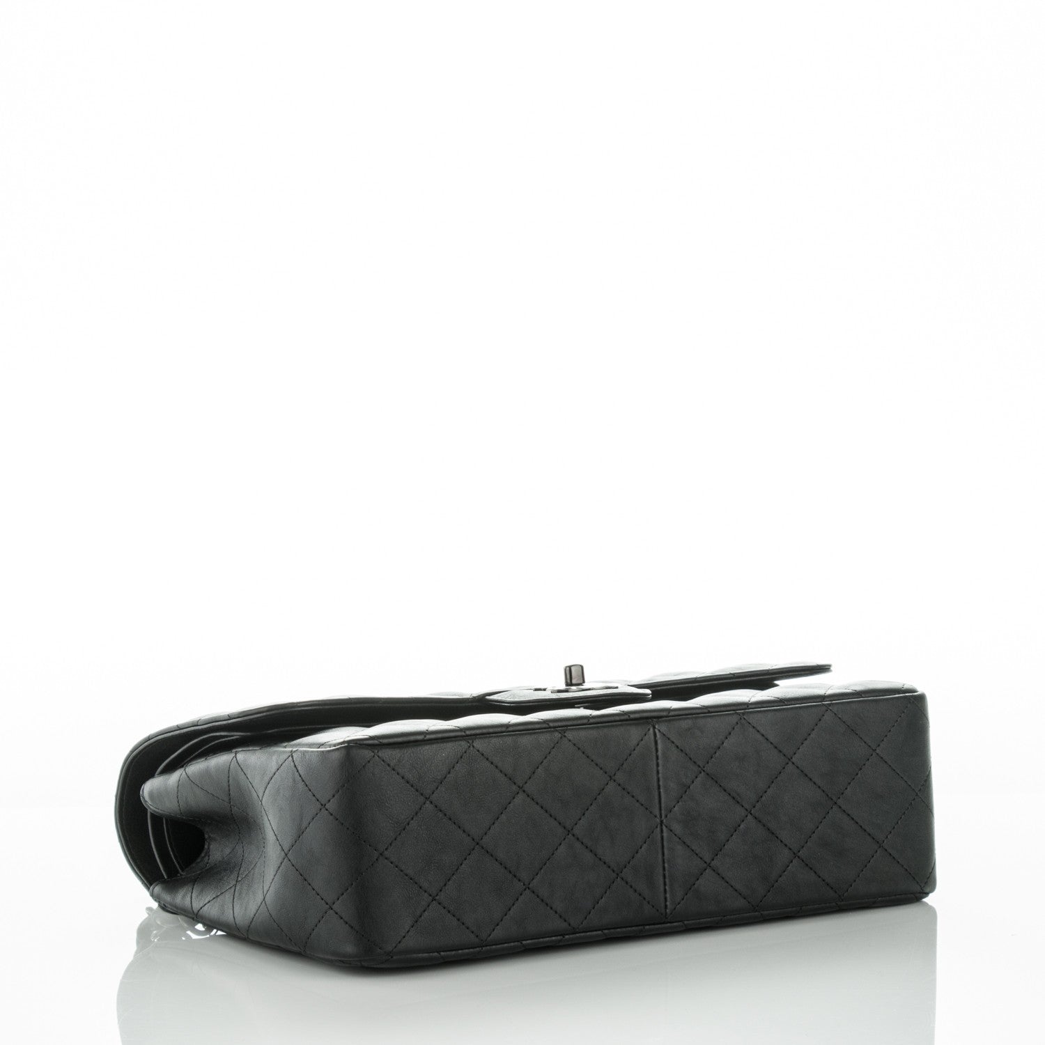 Chanel Crumpled Calfskin Quilted Jumbo Double Flap So Black 4 of 8