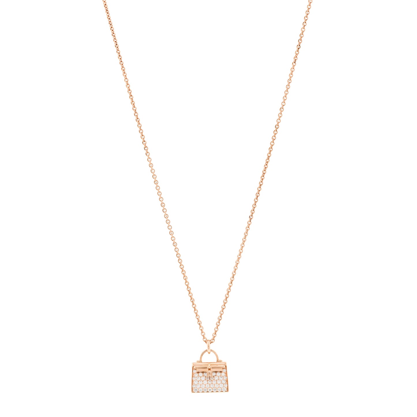 18K Rose Gold Diamond Kelly Amulettes Pendant Necklace