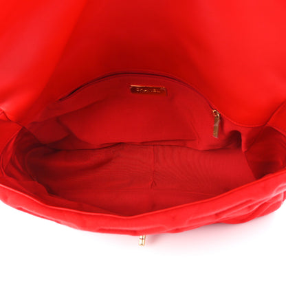 Chanel Jersey Lambskin Quilted Maxi Chanel 19 Flap Red 5 of 10