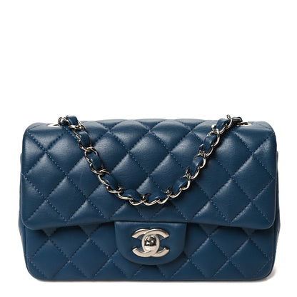 Chanel Lambskin Quilted Mini Rectangular Flap Blue 1 of 10
