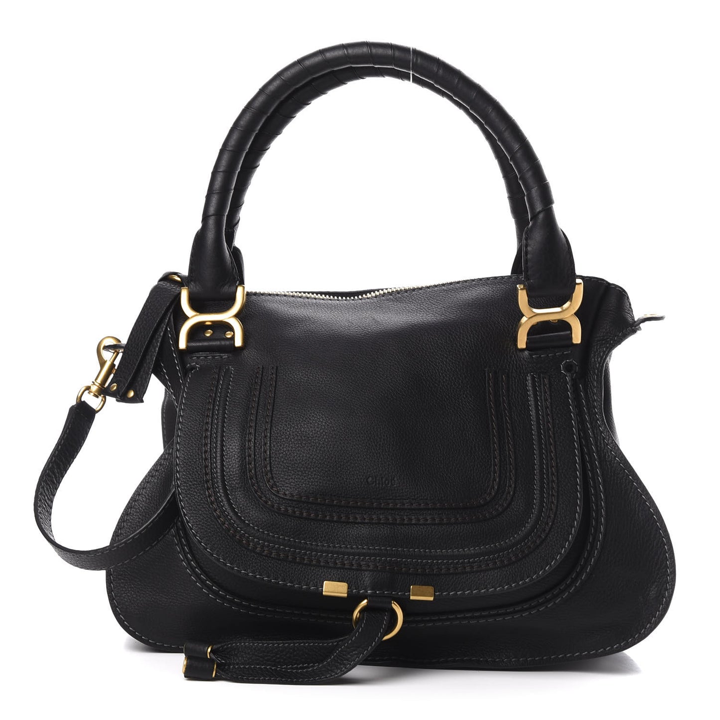 Calfskin Medium Marcie Satchel Black