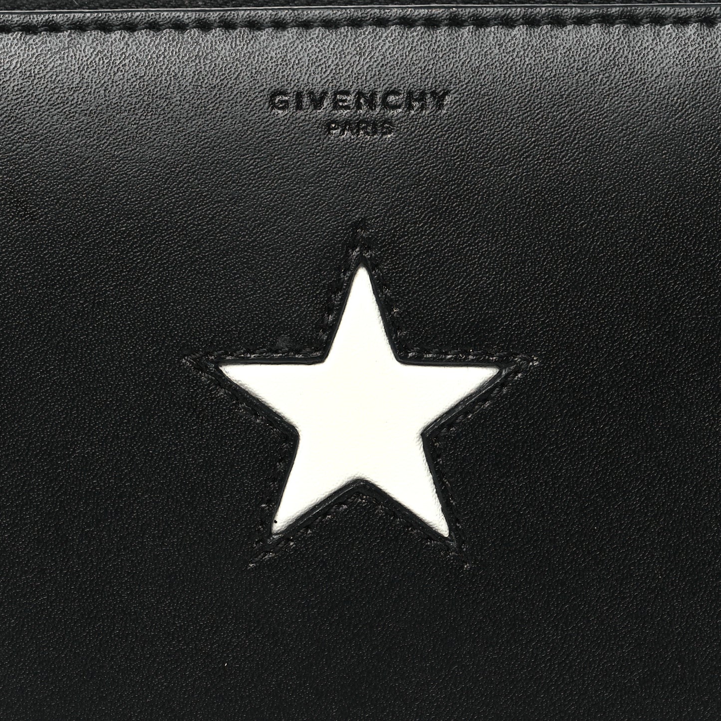 Calfskin Star Pandora Zip Around Wallet Black