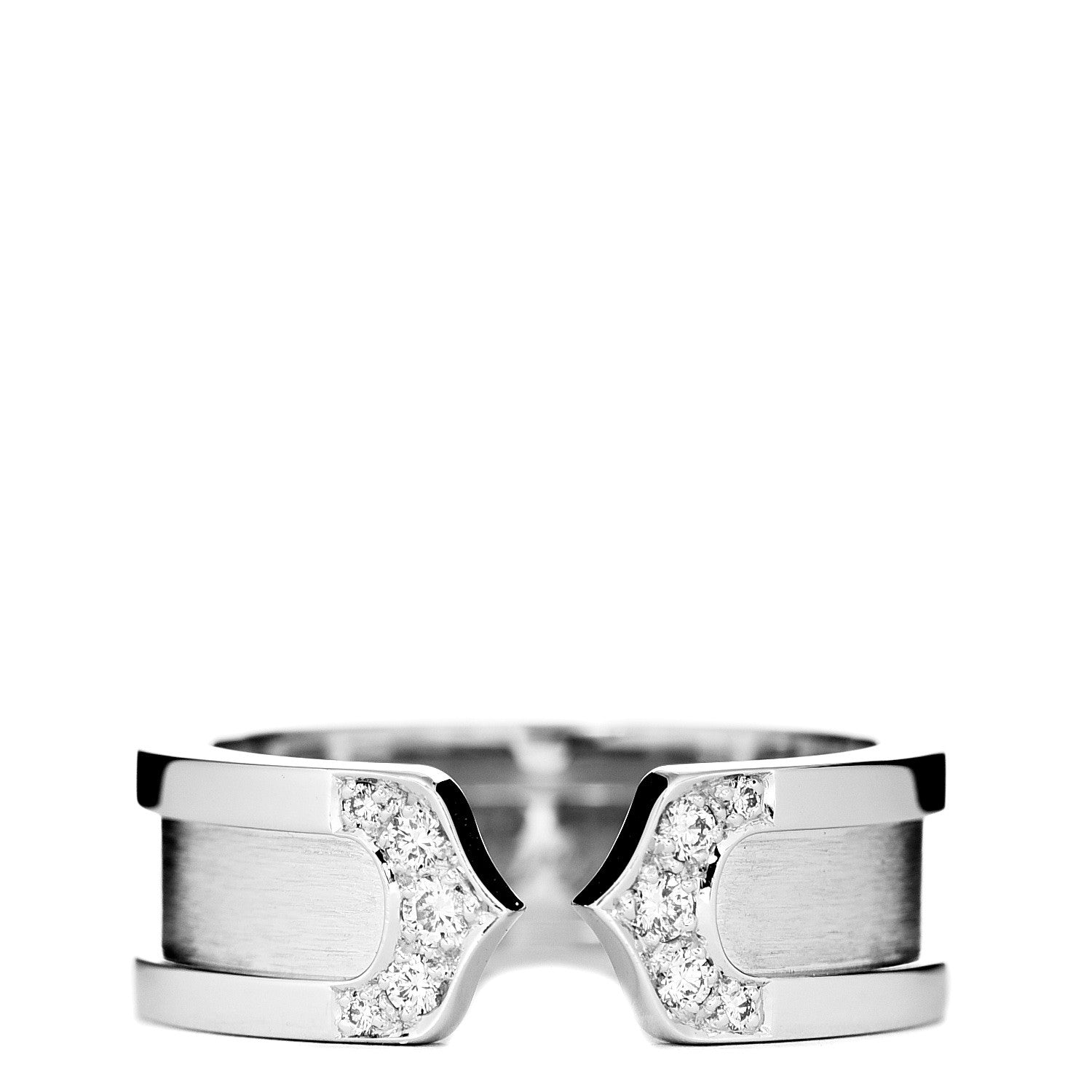 Cartier 18K White Gold Diamond 6.5mm Logo De Ring 49 4.75 1 of 5