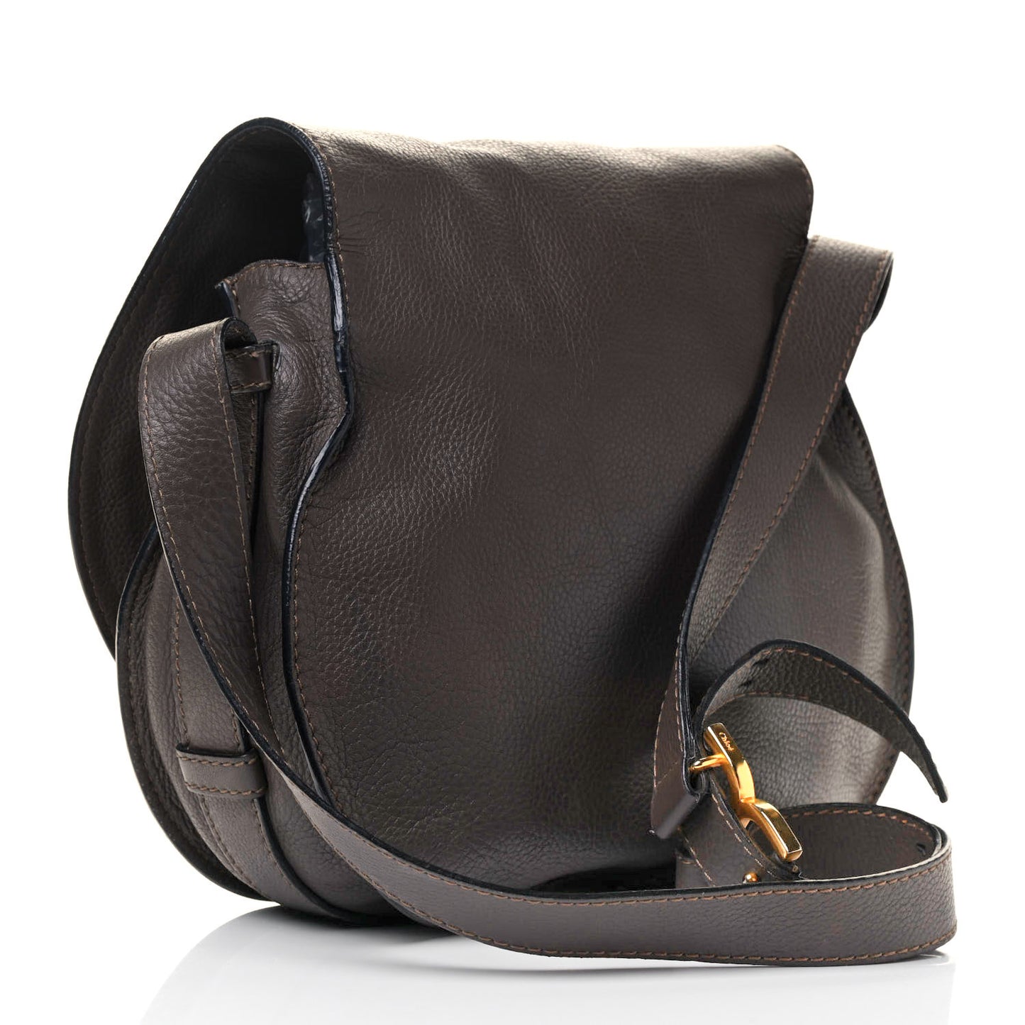 Calfskin Medium Marcie Round Crossbody Bag Truffle