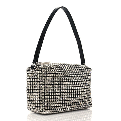 Alexander Wang Mesh Crystal Rhinestone Mini Heiress Pouch Black Silver 3 of 12