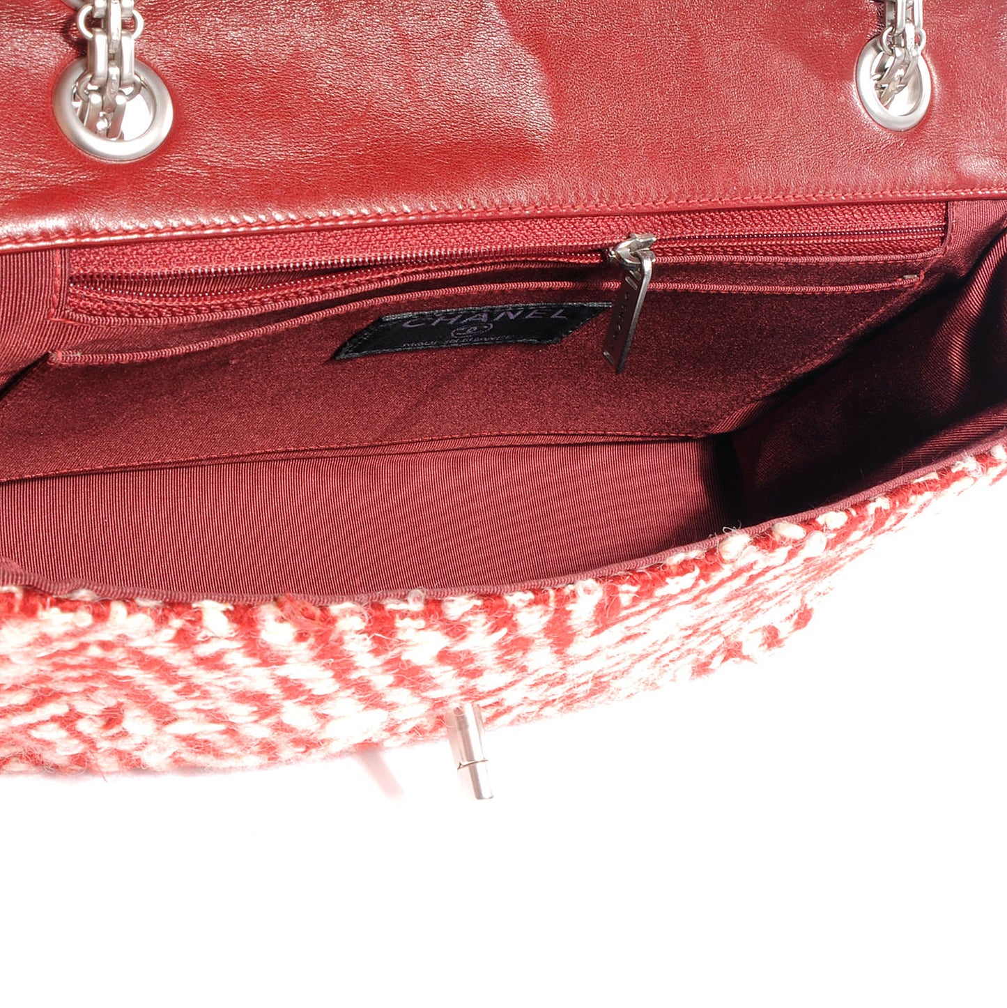 Chevron Tweed Medium Flap Red White