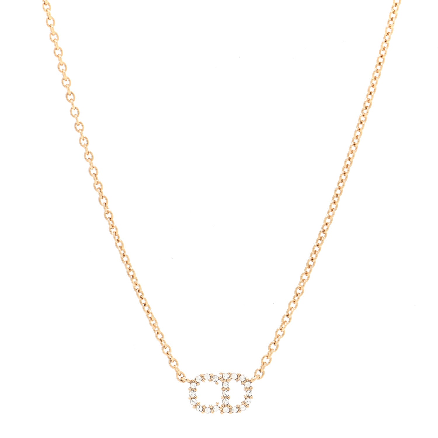 Christian Dior Metal Crystal Clair D Lune Necklace Gold 1 of 5
