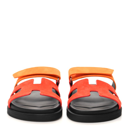 Hermes Suede Goatskin Womens Chypre Sandals 36 Rouge Ecarlate 2 of 9