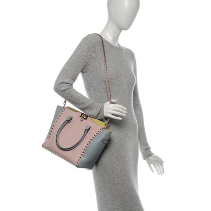 Valentino Garavani Vitello Watercolor Rockstud Double Handle Tote Rose Green Yellow Sky 2 of 7