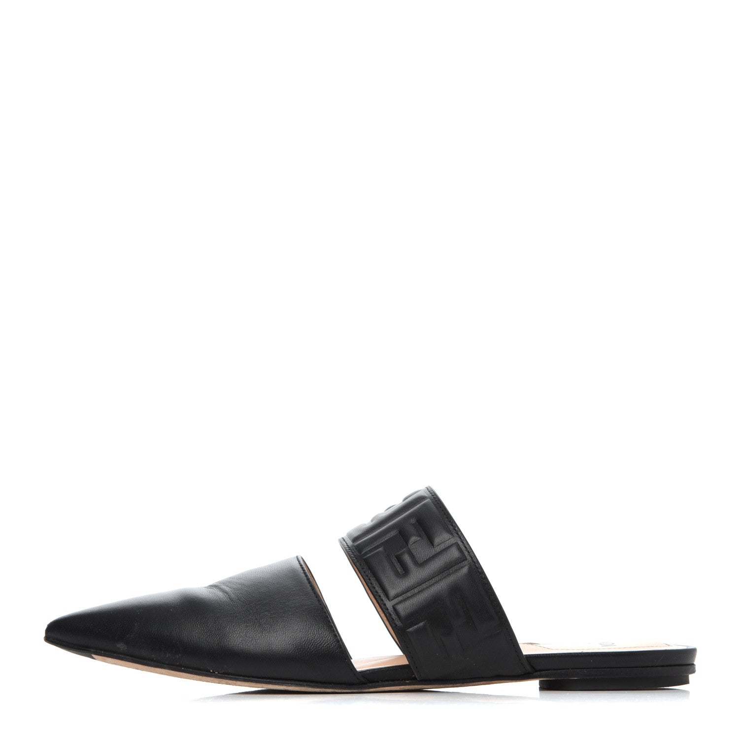 Fendi Vitello FF Embossed Flat Mules 36.5 Black 1 of 24
