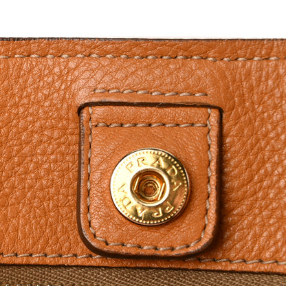 Prada Vitello Daino Side Zip Shopper Tote Caramel 11 of 15