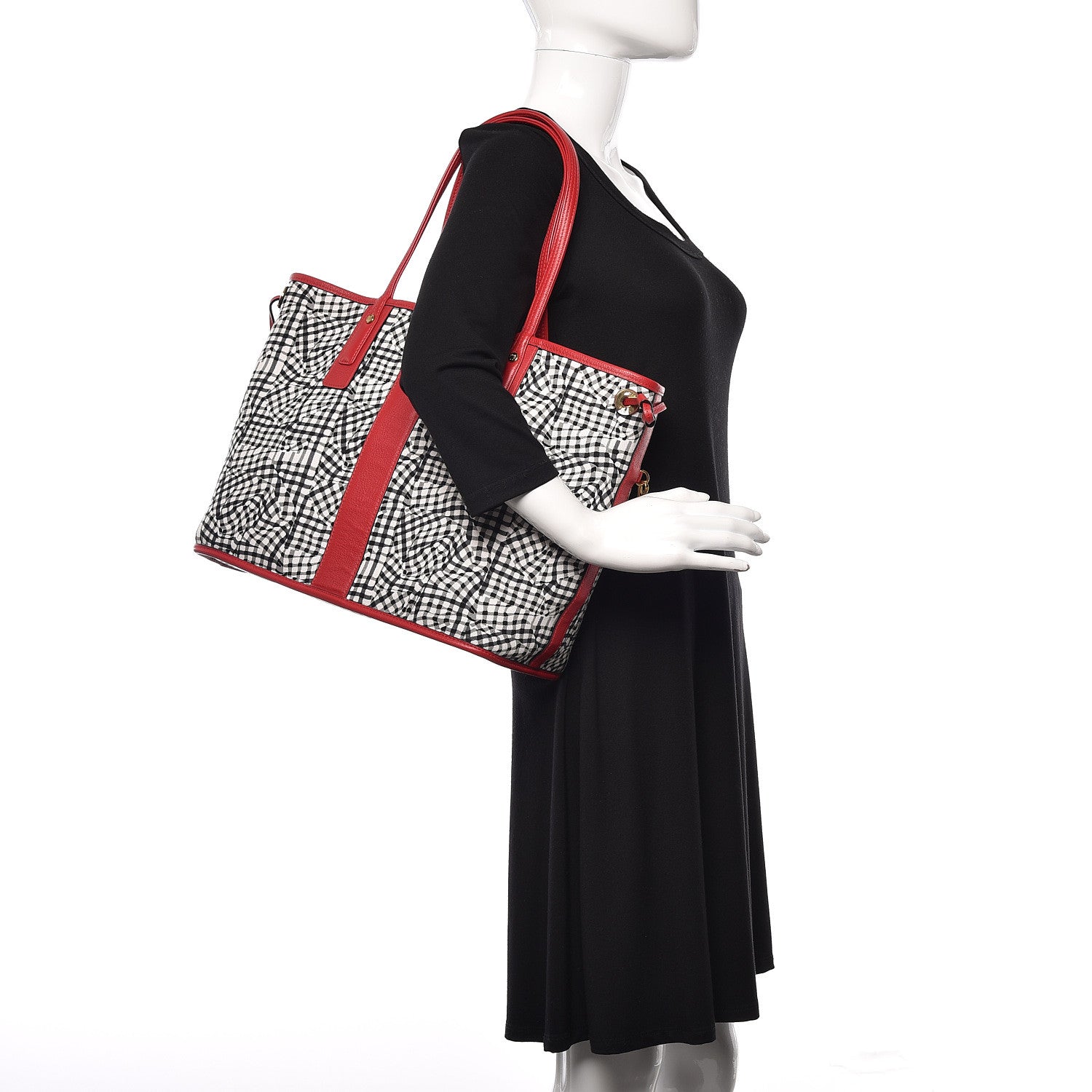MCM Visetos Medium Liz Reversible Shopper Tote Ruby Red 3 of 17