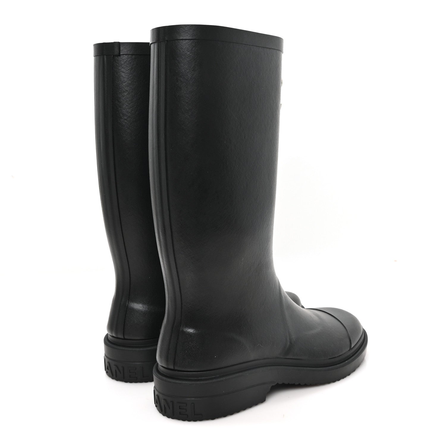 Chanel Caoutchouk CC High Boots 37 Black 5 of 9