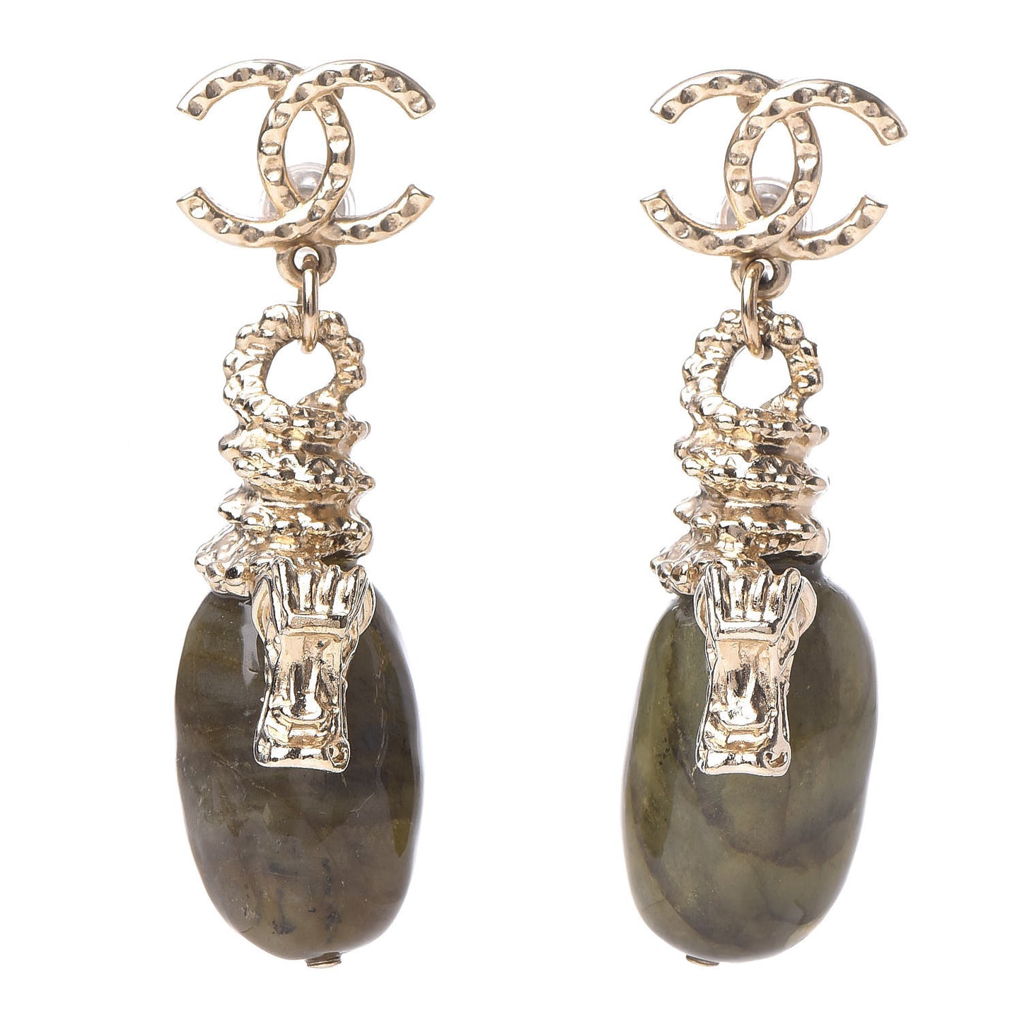 Labradorite CC Dragon Drop Earrings Gold