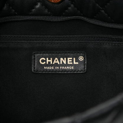 Chanel Lambskin Quilted Large Fluffy CC Shopping Tote Black 6 of 16