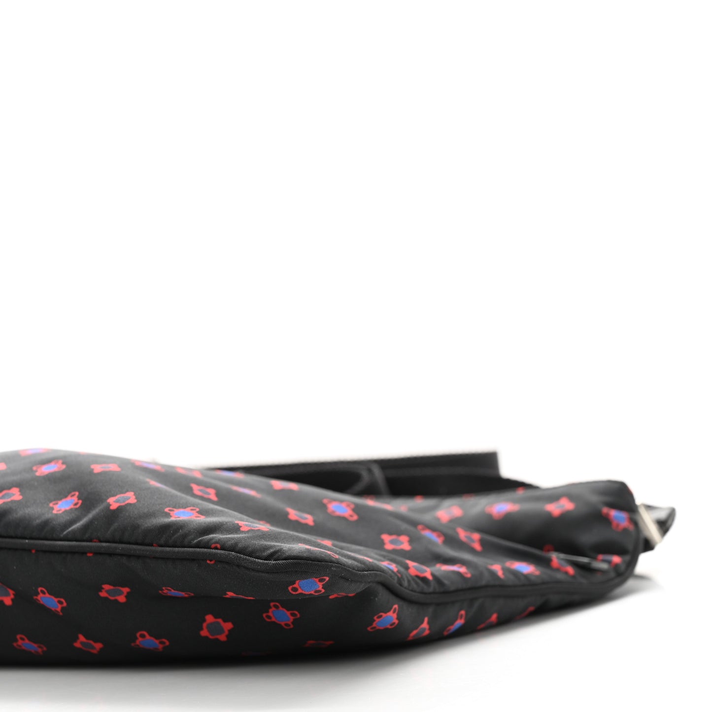 Tessuto Stampato Nylon Flat Messenger Bag Black