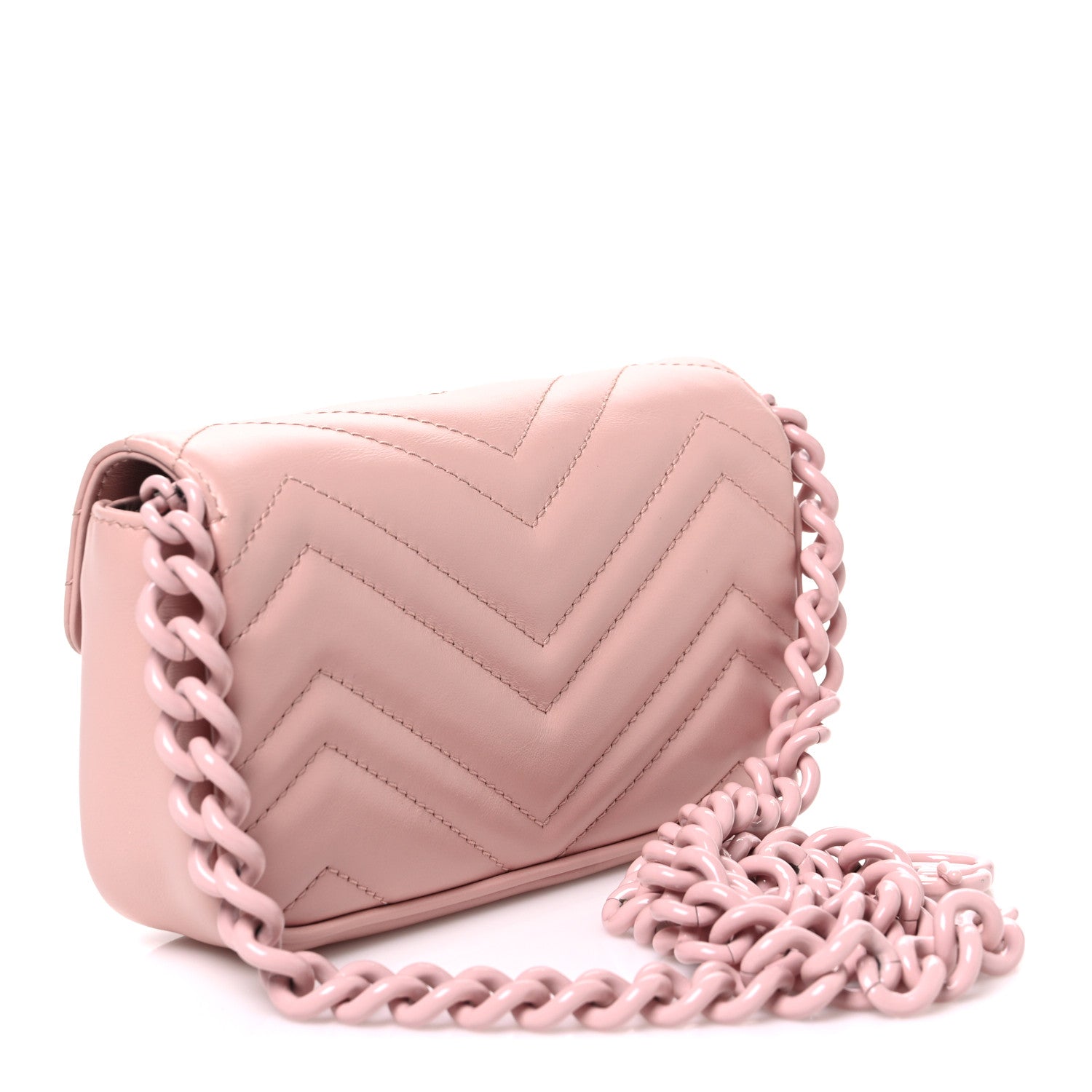 Gucci Calfskin Matelasse Monochrome GG Marmont Chain Belt Bag Perfect Pink 3 of 10