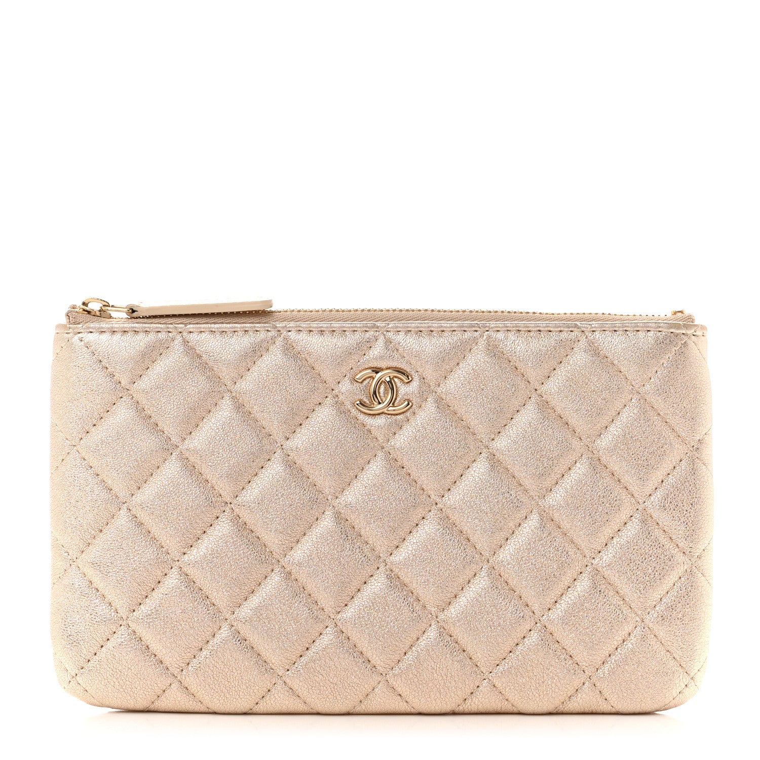 Chanel Metallic Lambskin Quilted Cosmetic Case Gold 1 of 8