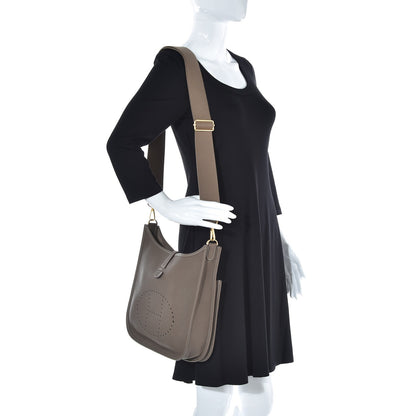 Hermes Taurillon Clemence Evelyne III PM Etoupe 2 of 7