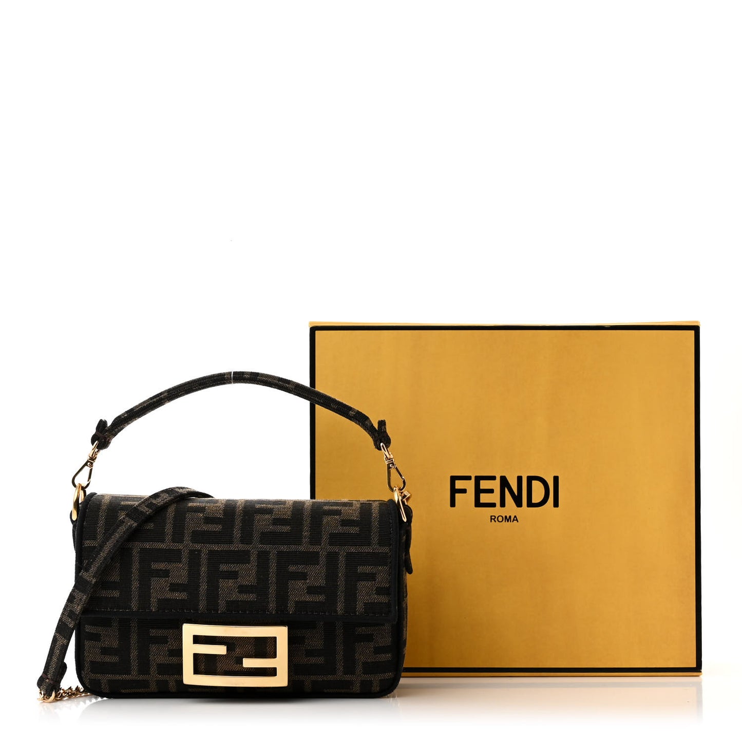 Fabric Jacquard FF 1974 Mini Baguette Tobacco Moro Black