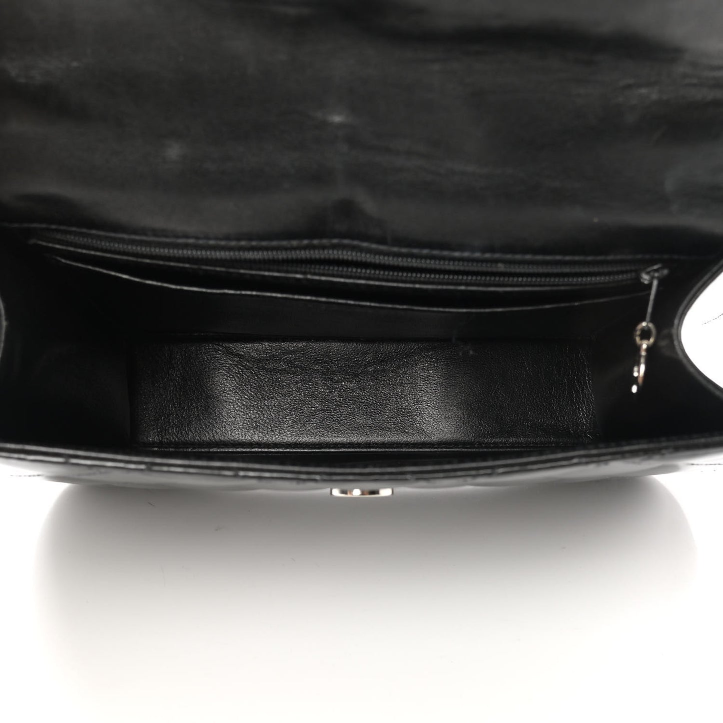 Glazed Calfskin Quilted Coco ID Chain Bag Black