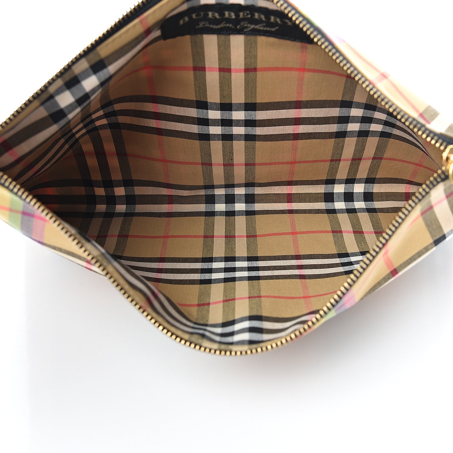 Burberry Vintage Rainbow Check Zip Pouch Antique Yellow 4 of 7