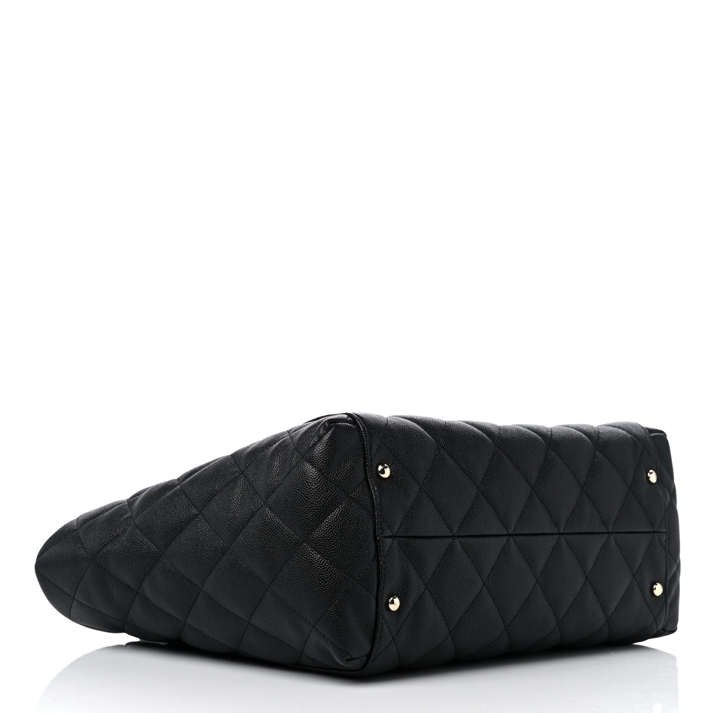 Caviar Quilted Large Shopping Tote Black