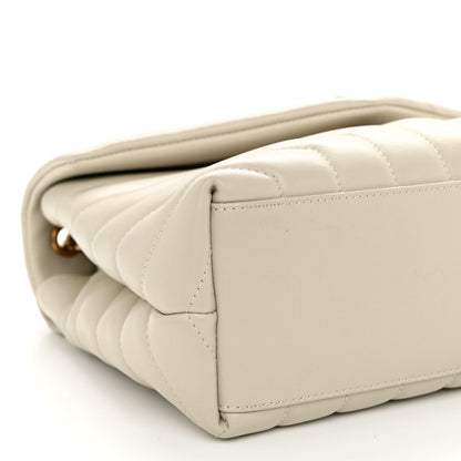 Saint Laurent Calfskin Y Quilted Monogram Small Loulou Chain Satchel Crema Soft 8 of 9