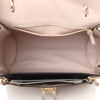 Salvatore Ferragamo Calfskin Sofia Rainbow Top Handle Bag Moka 5 of 11
