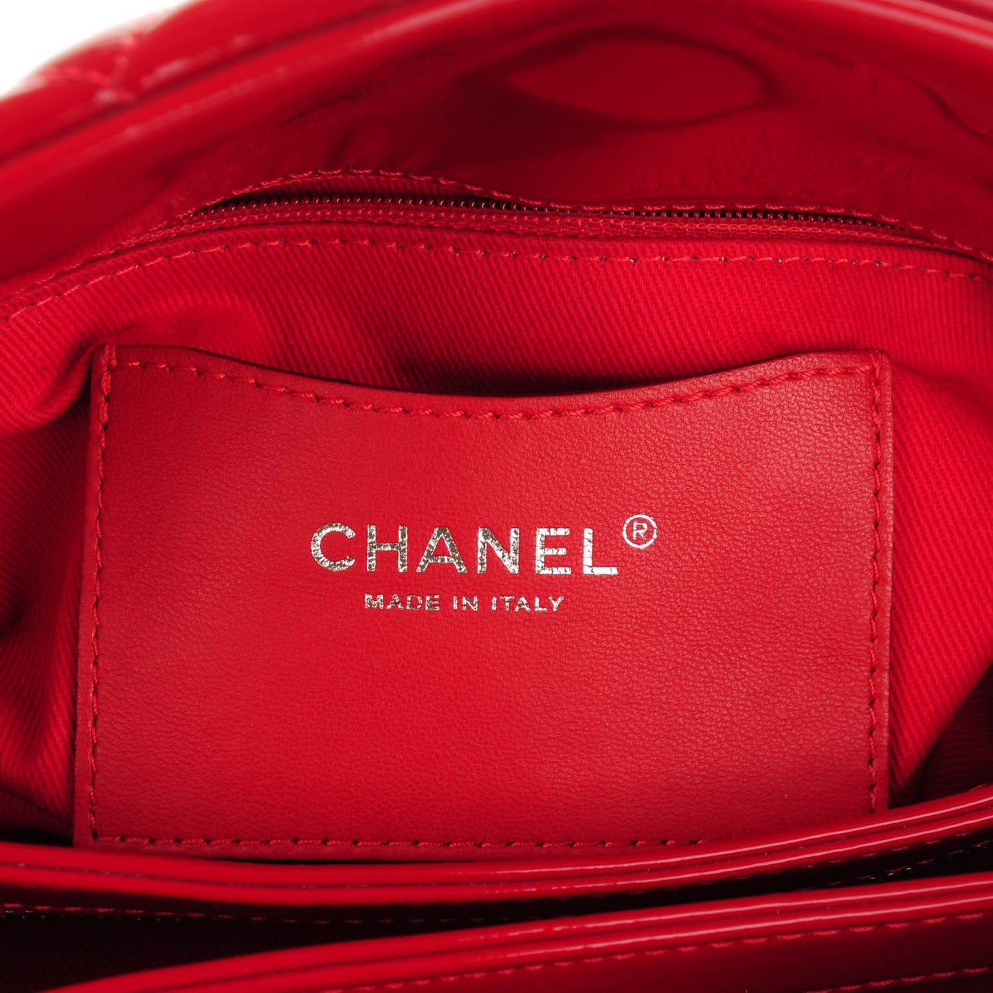 Patent Quilted Medium Just Mademoiselle Bowling Bag Red