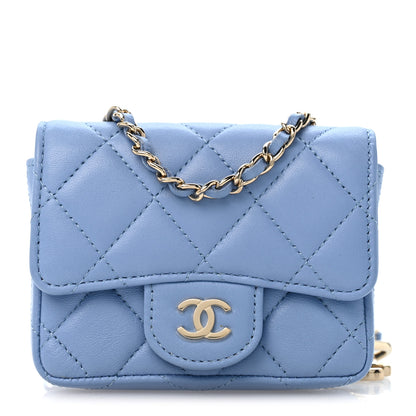 Chanel Lambskin Quilted Mini Chain Belt Bag Blue 1 of 10