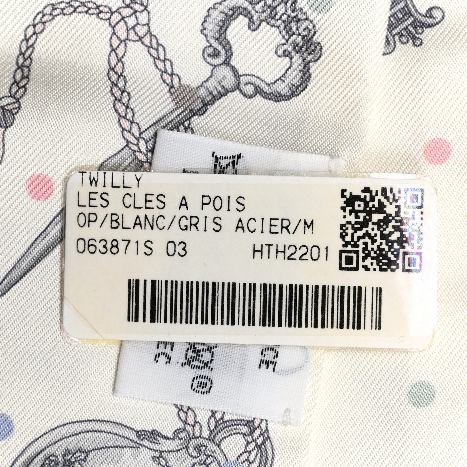 Hermes Silk Les Cles A Pois Twilly White Gris Acier 4 of 5