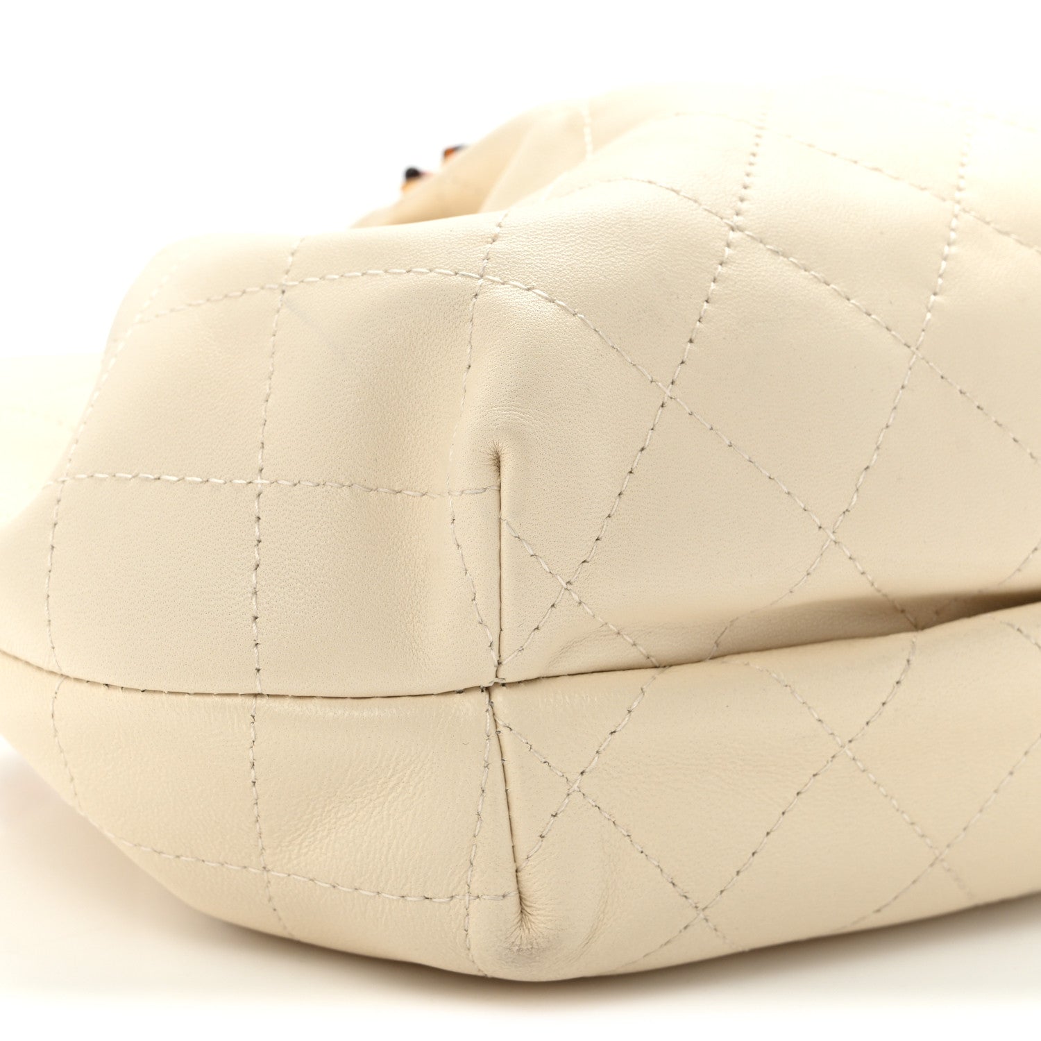 Chanel Lambskin Plexiglass Tortoise Shell Quilted Small Pouch Light Beige 10 of 11