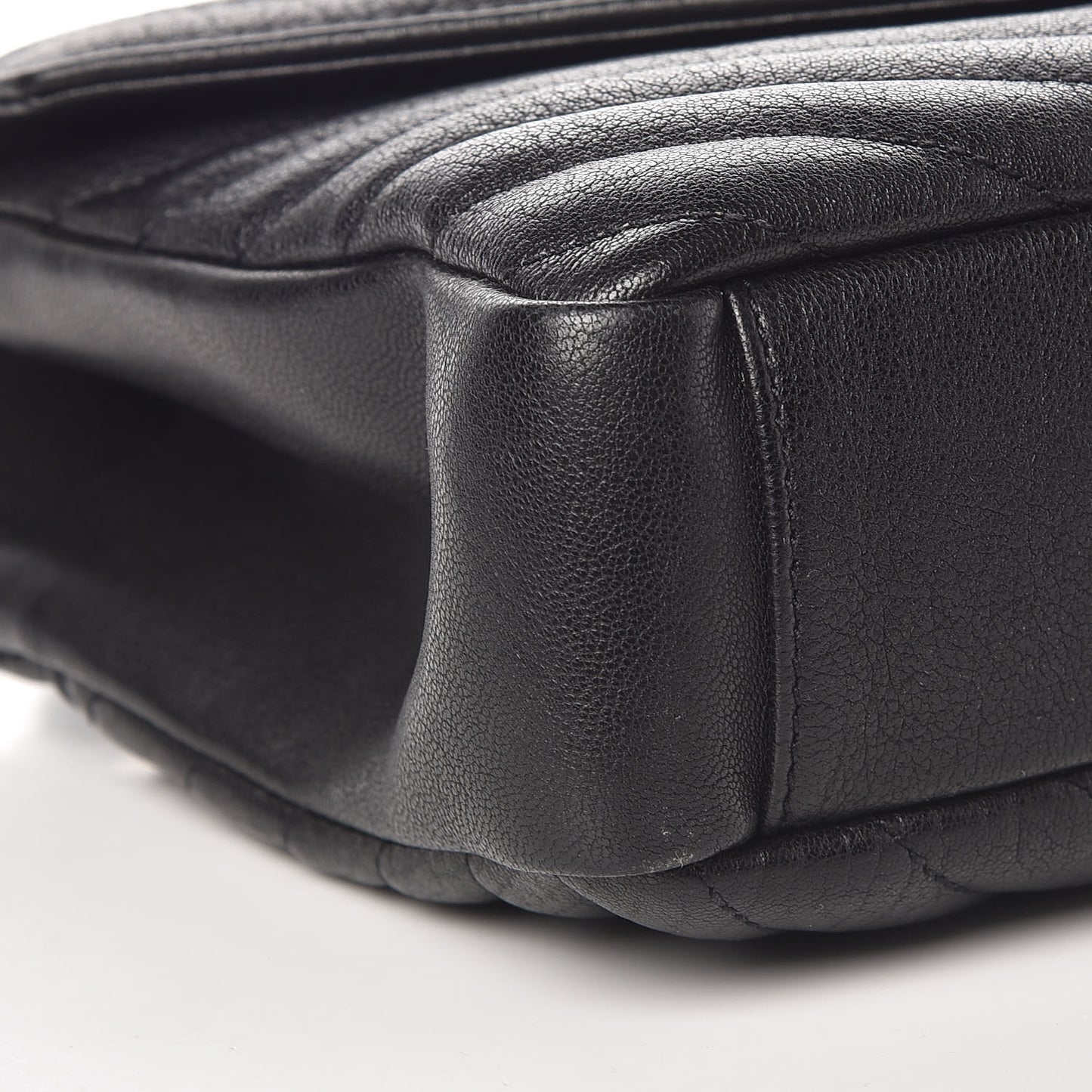 Sheepskin Matelasse Chevron Monogram Medium College Bag Black