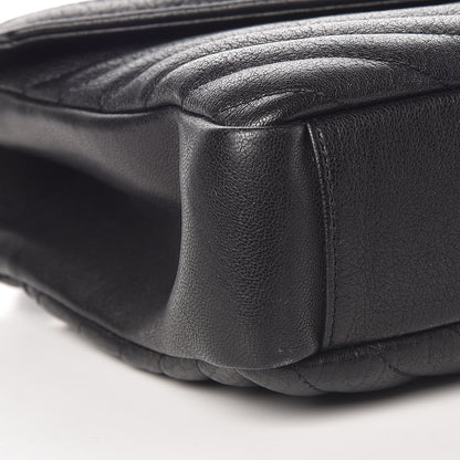 Saint Laurent Sheepskin Matelasse Chevron Monogram Medium College Bag Black 8 of 9