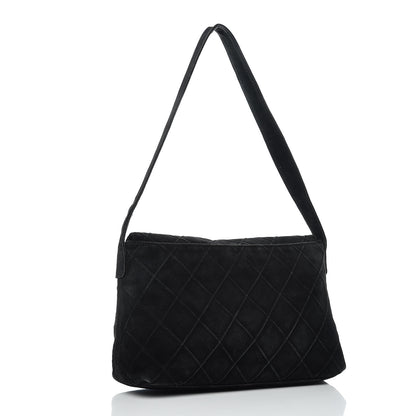 Chanel Suede Quilted Flap Shoulder Bag Black 3 of 11