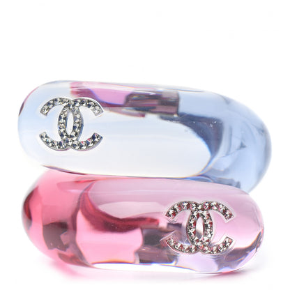 Chanel Resin Crystal CC Twist Bangle Pink Blue 1 of 5