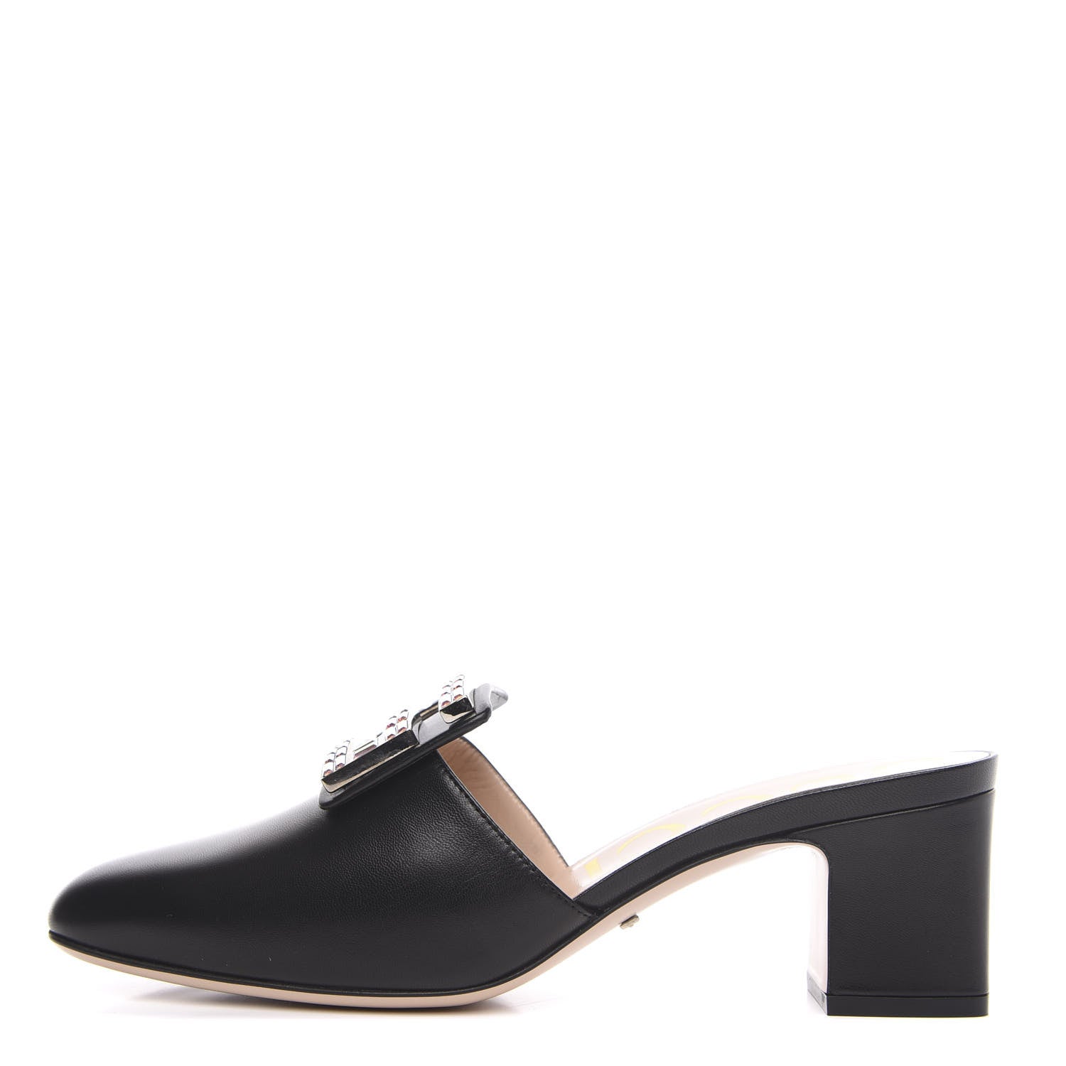 Gucci Malaga Kid Crystal Square G Madelyn Mules 38.5 Black 1 of 9