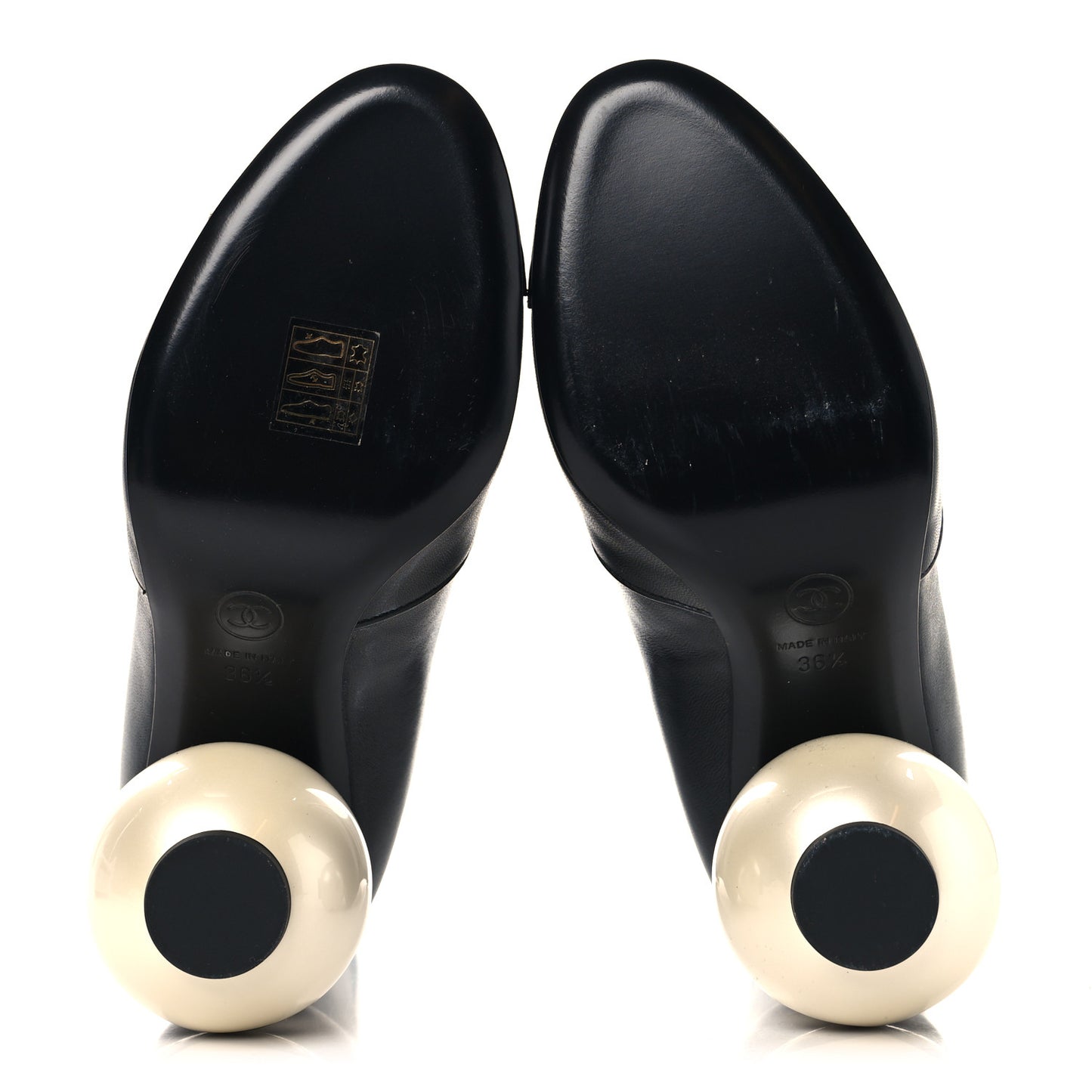 Stretch Lambskin Patent Cap Toe Pearl Ball Mid Calf Boots 36.5 Black