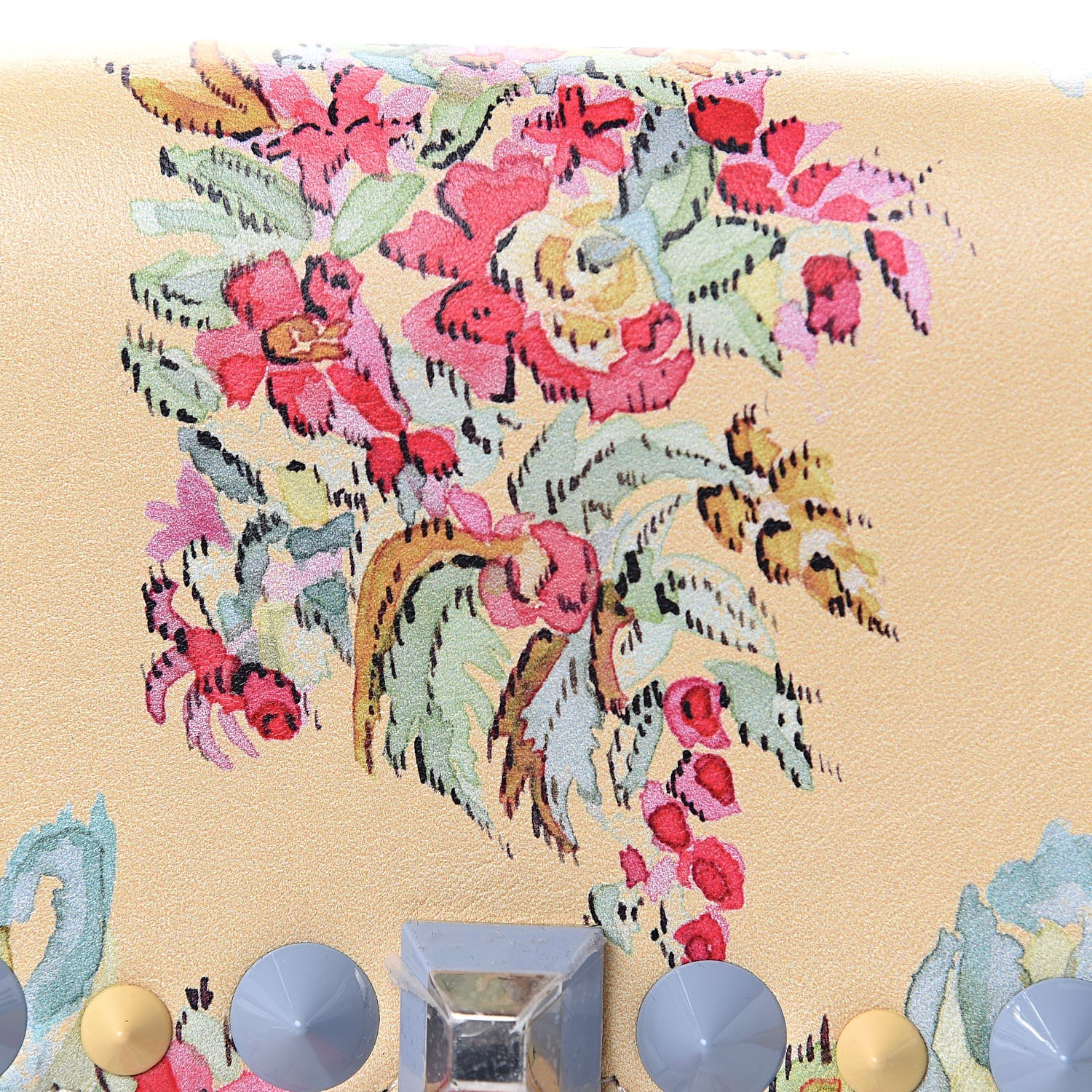 Fendi Vitello Marie Antoinette Print Scalloped Mix Studded Small Kan I Shoulder Bag Panna Multicolor 8 of 10