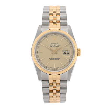 Rolex Stainless Steel 18K Yellow Gold 36mm Oyster Perpetual Datejust Watch Champagne 16233 1 of 4