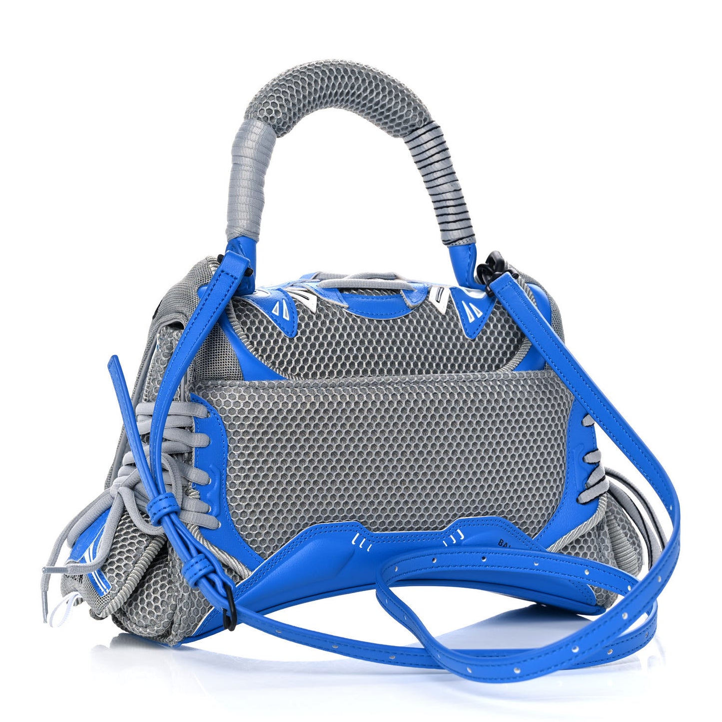 Faux Calfskin Fabric Small Sneakerhead Top Handle Bag Blue Grey