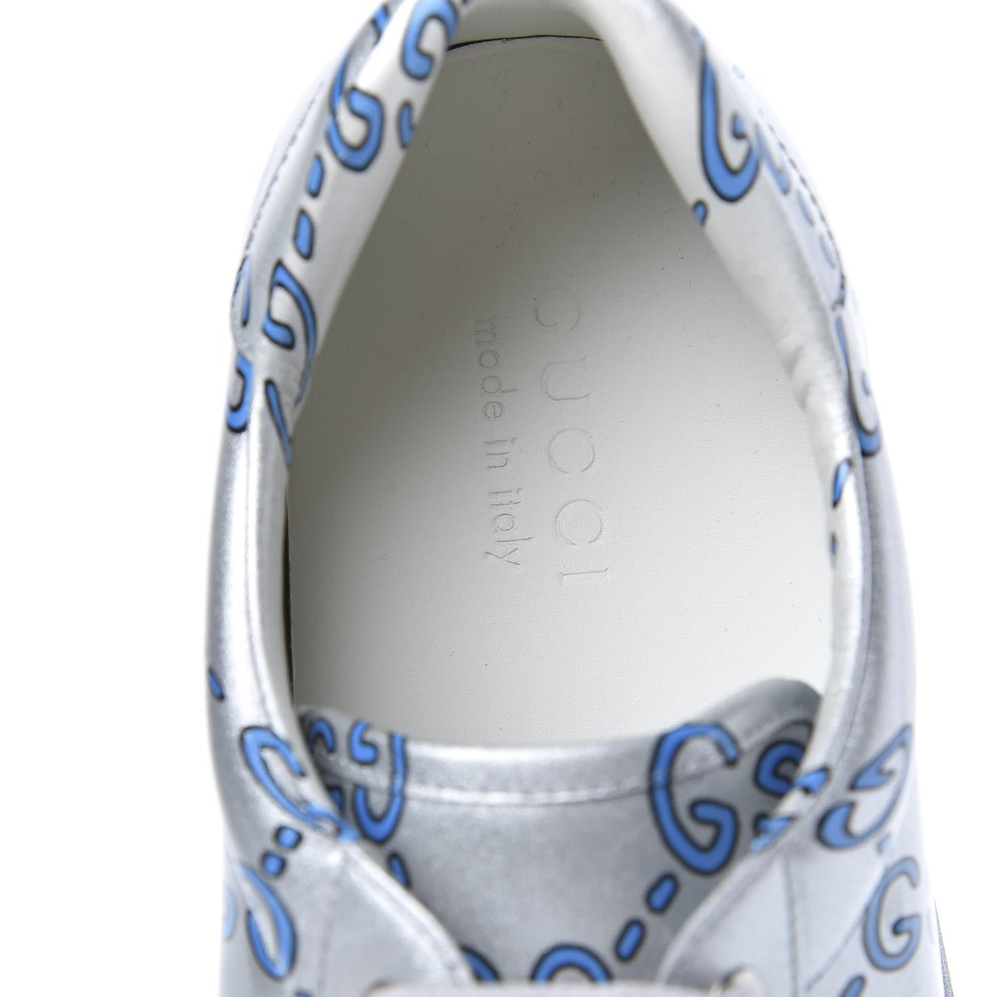Miro Rubber Wax GucciGhost Print Mens New Ace Sneakers 9 Silver