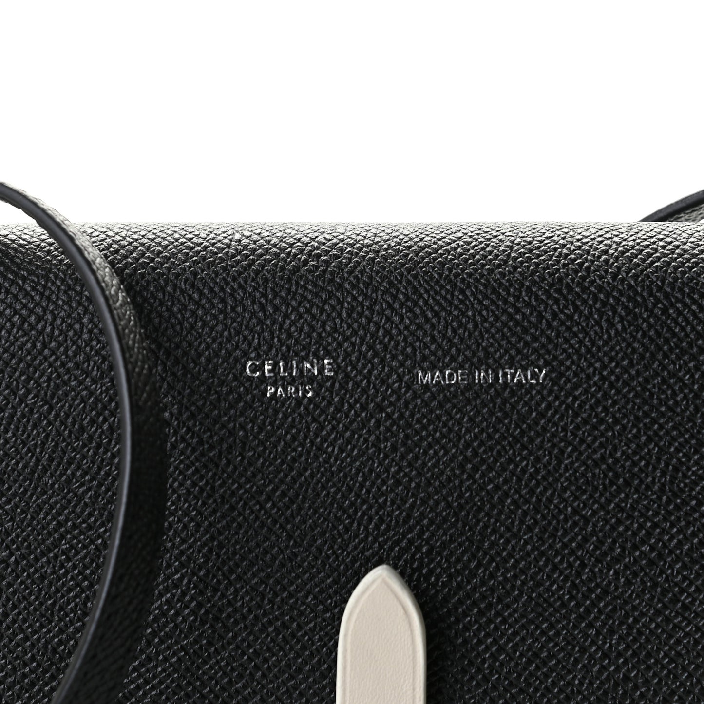 Grained Calfskin Strap Clutch Black