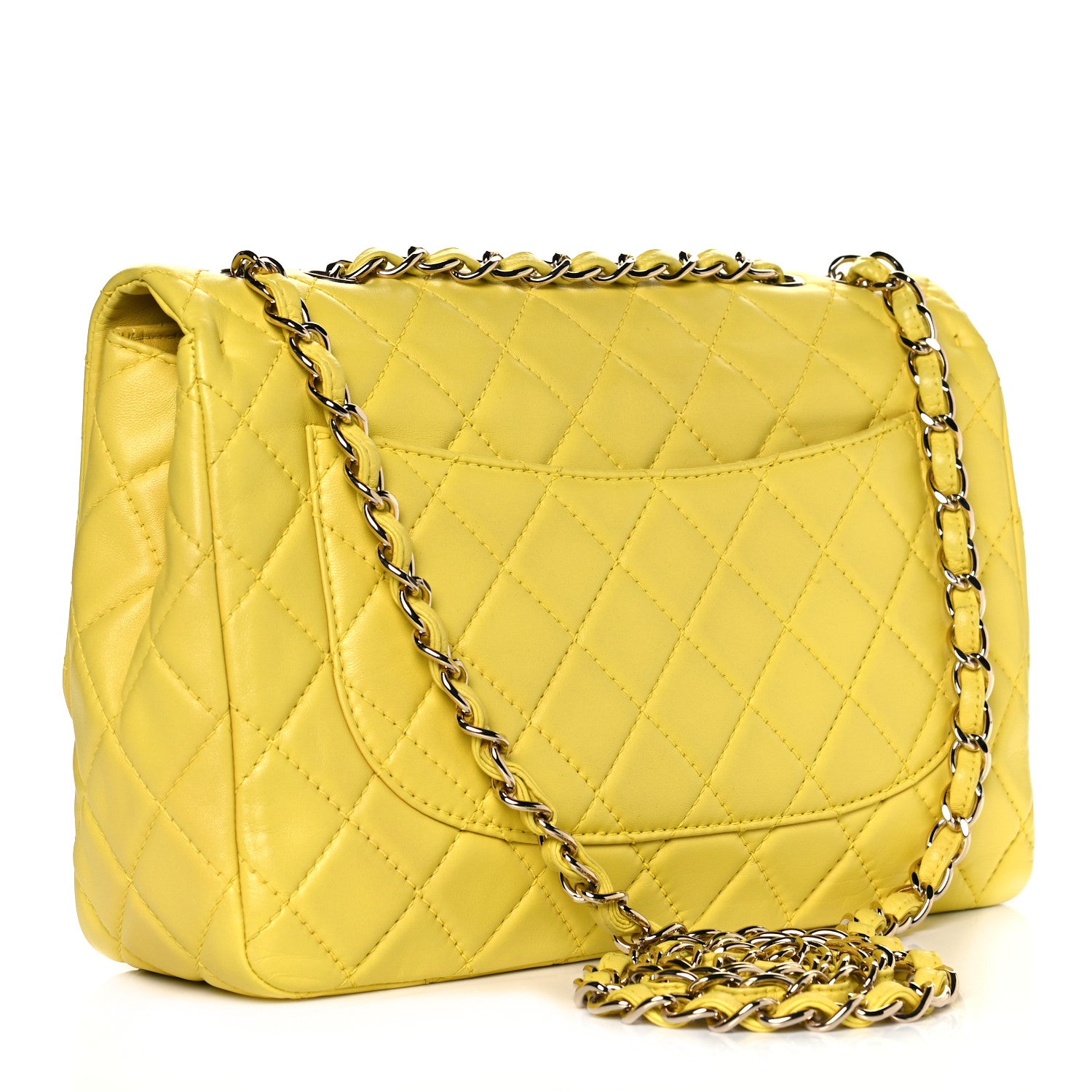 Chanel Lambskin Quilted Jumbo Single Flap Yellow 2 of 15